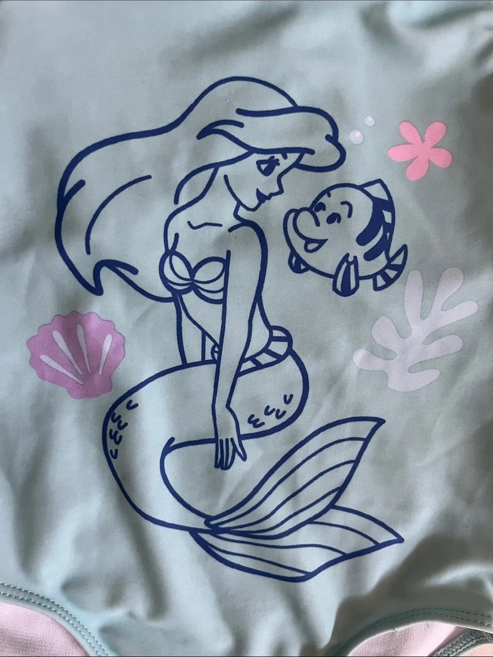 Disney Little Girls Mermaid One-Piece Swimsuit - Mint Teal Pink Ariel Toddler